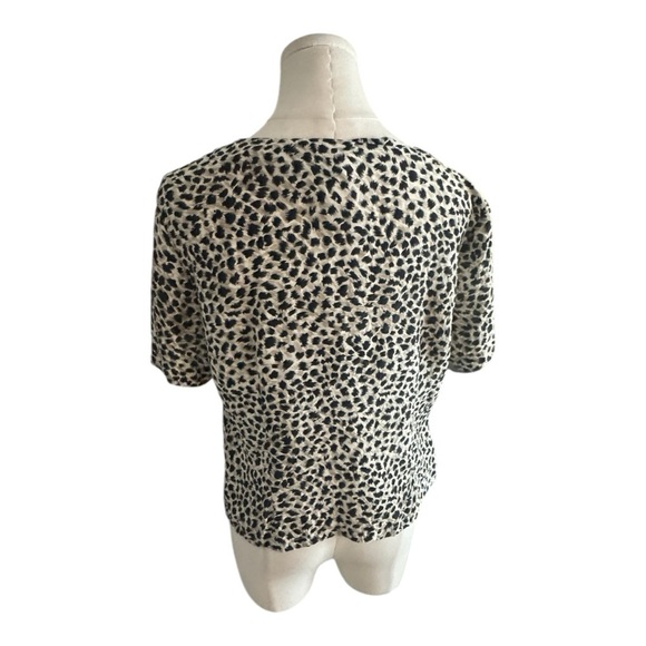 Vintage 80s K Arnold 100% Silk Animal Print‎ Short Sleeve Blouse SZ L Cheetah - Picture 2 of 4